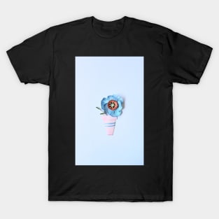 Printed Paper Quilling Art. blue flower art.botanical flower art T-Shirt